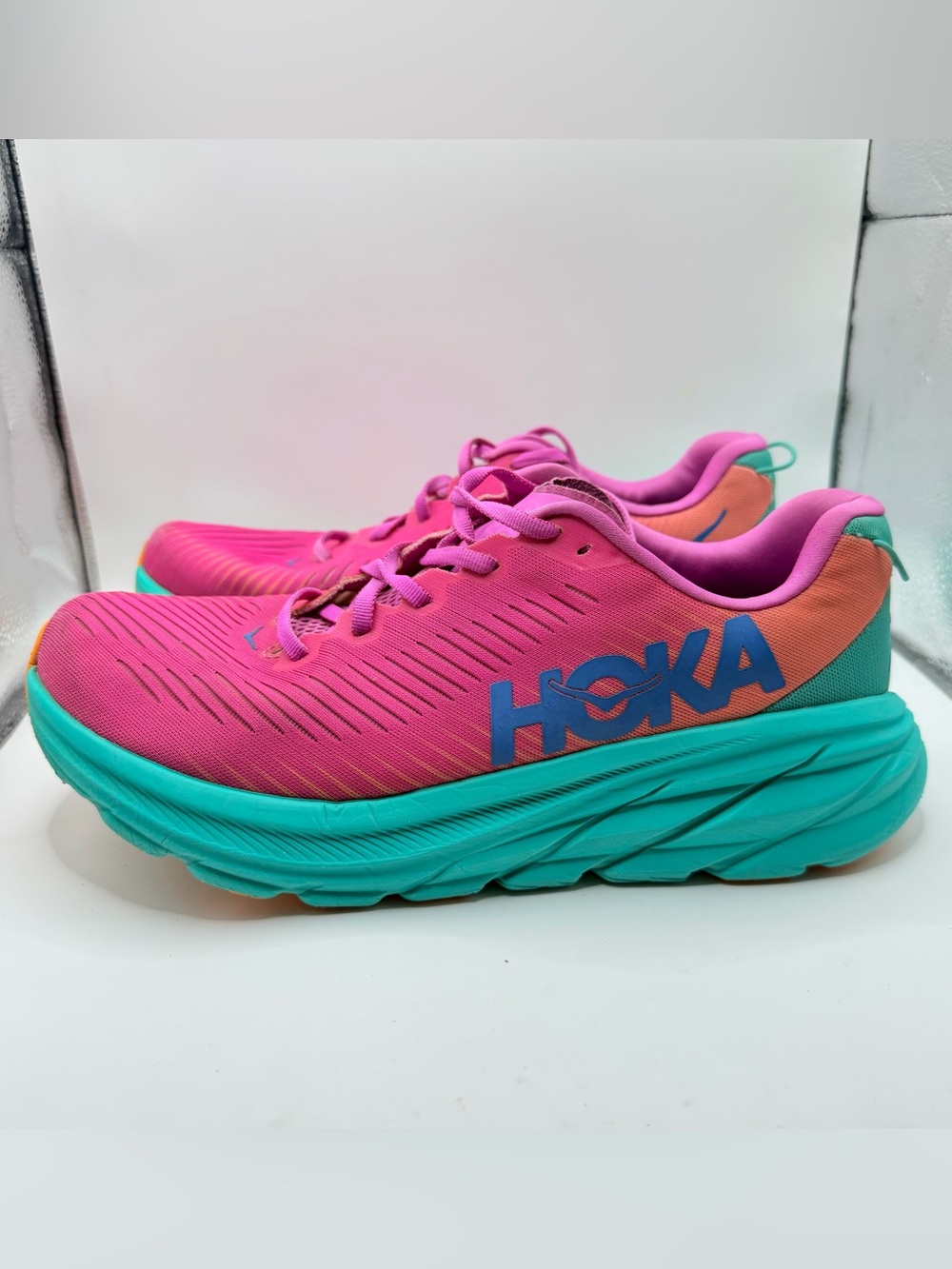 Hoka One One Rincon 3 Phlox Pink Atlantis Women’s Running Shoes Size 10B 1119396